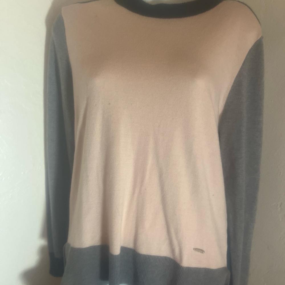Ted Baker London Sweater Top Block Color Pink Grey Green Size 3 Medium Knit Pull